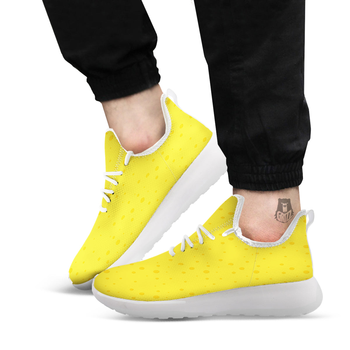 Cheese Yellow Print Pattern White Athletic Shoes-grizzshop