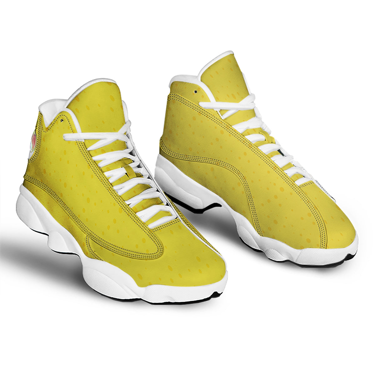 Cheese Yellow Print Pattern White Basketball Shoes-grizzshop