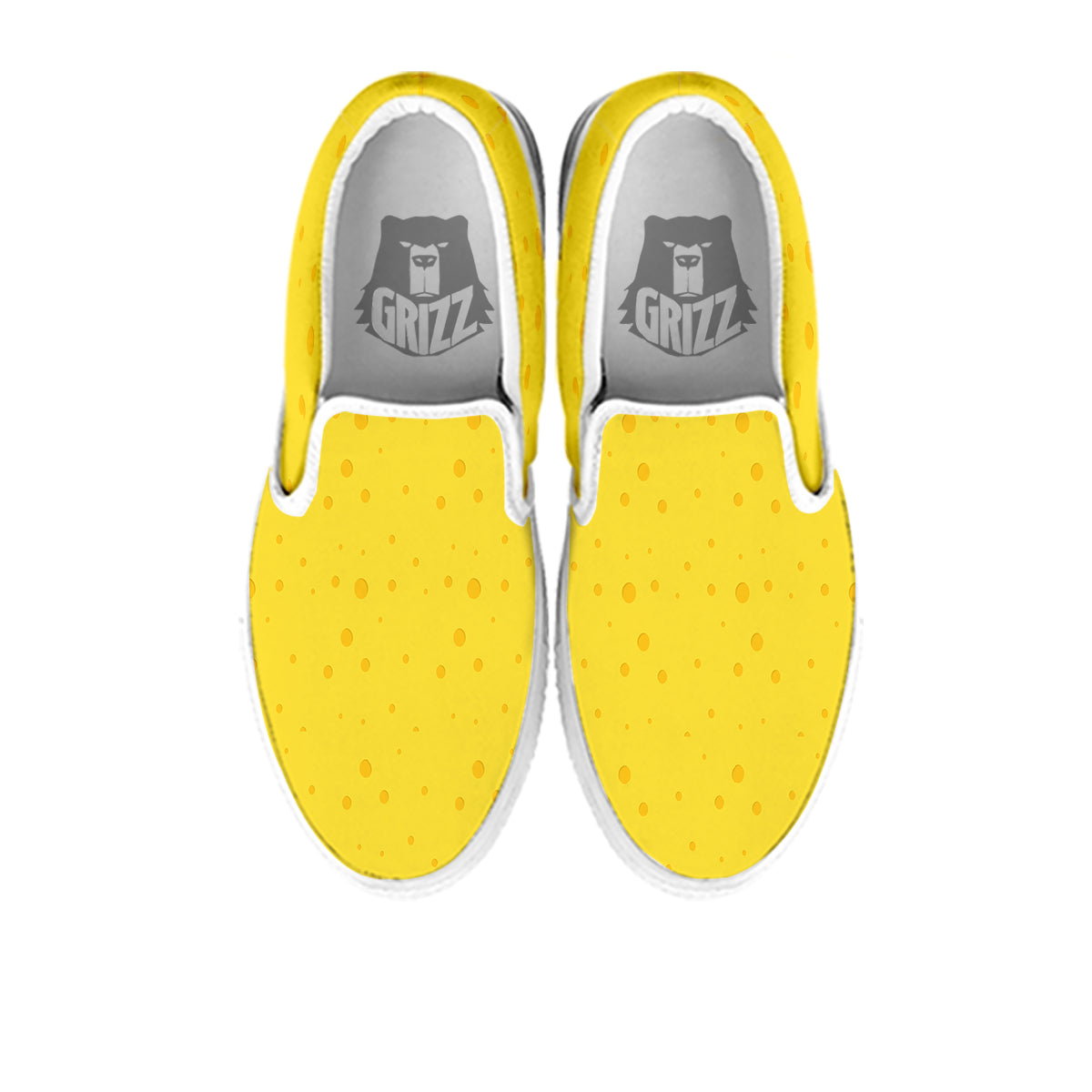 Cheese Yellow Print Pattern White Slip On Shoes-grizzshop