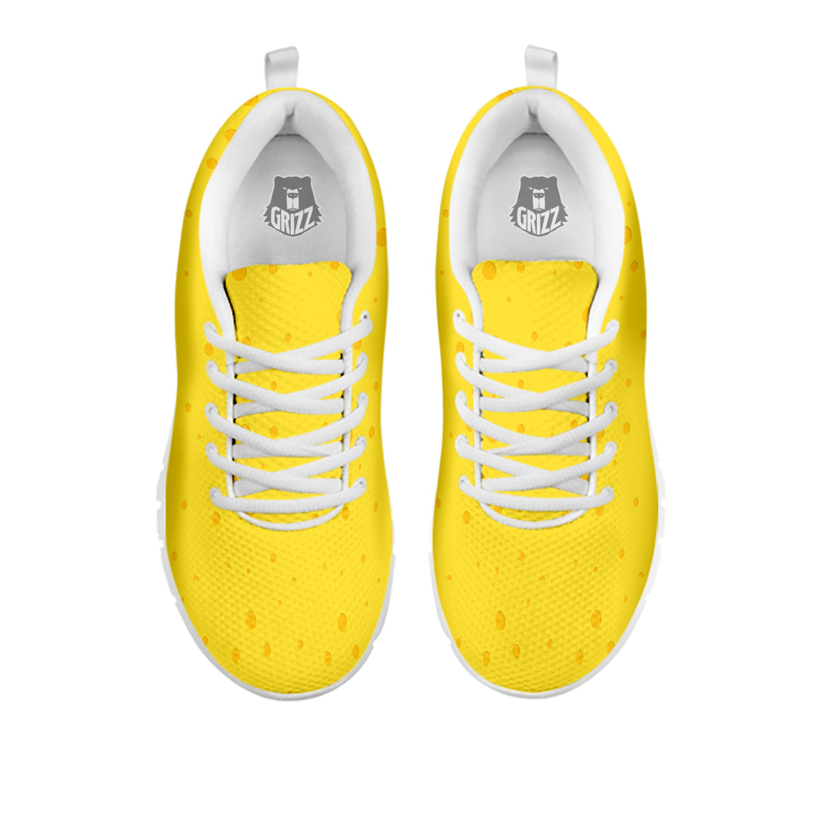 Cheese Yellow Print Pattern White Sneaker-grizzshop