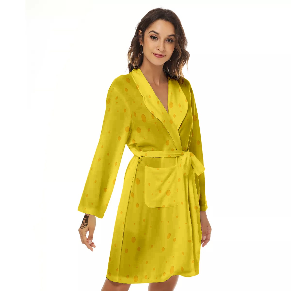 Cheese Yellow Print Pattern Women's Robe-grizzshop