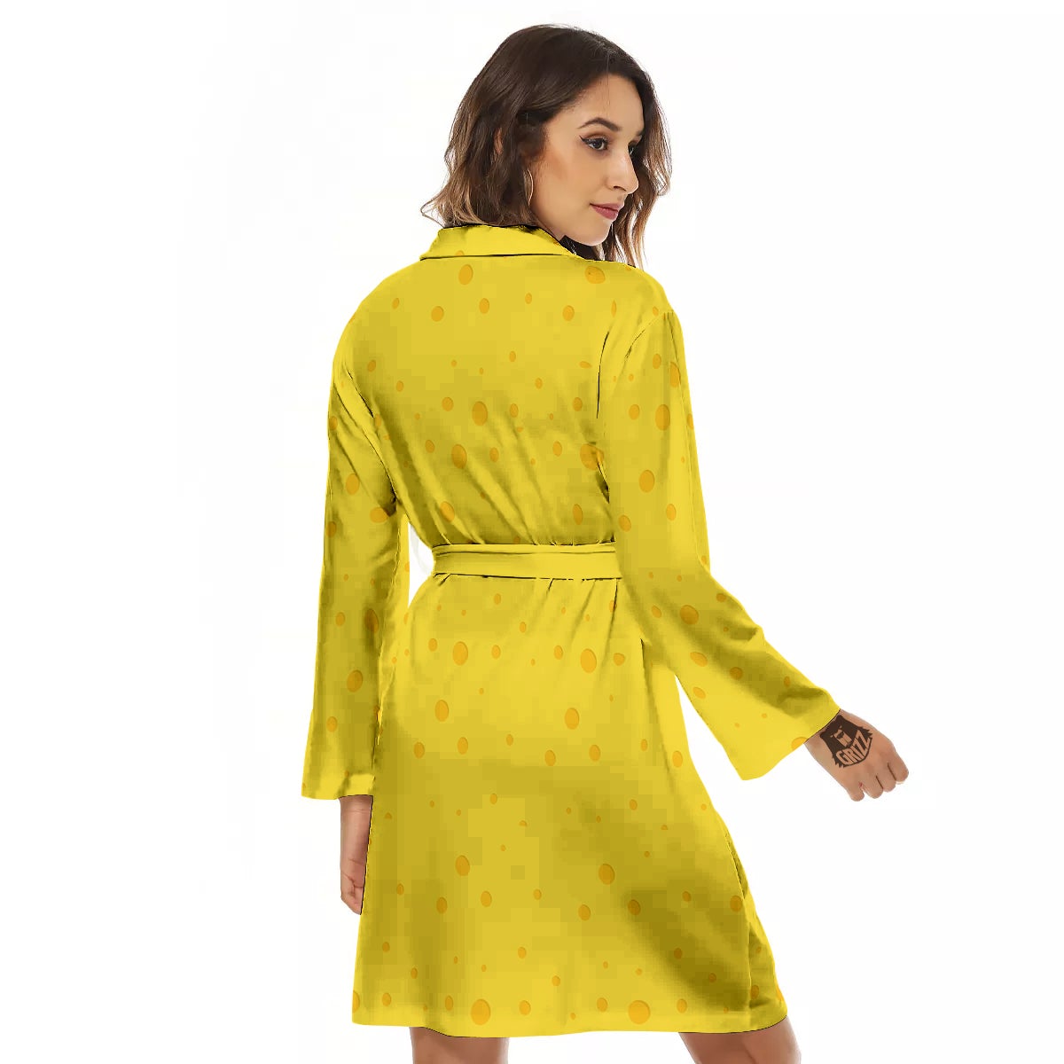 Cheese Yellow Print Pattern Women's Robe-grizzshop