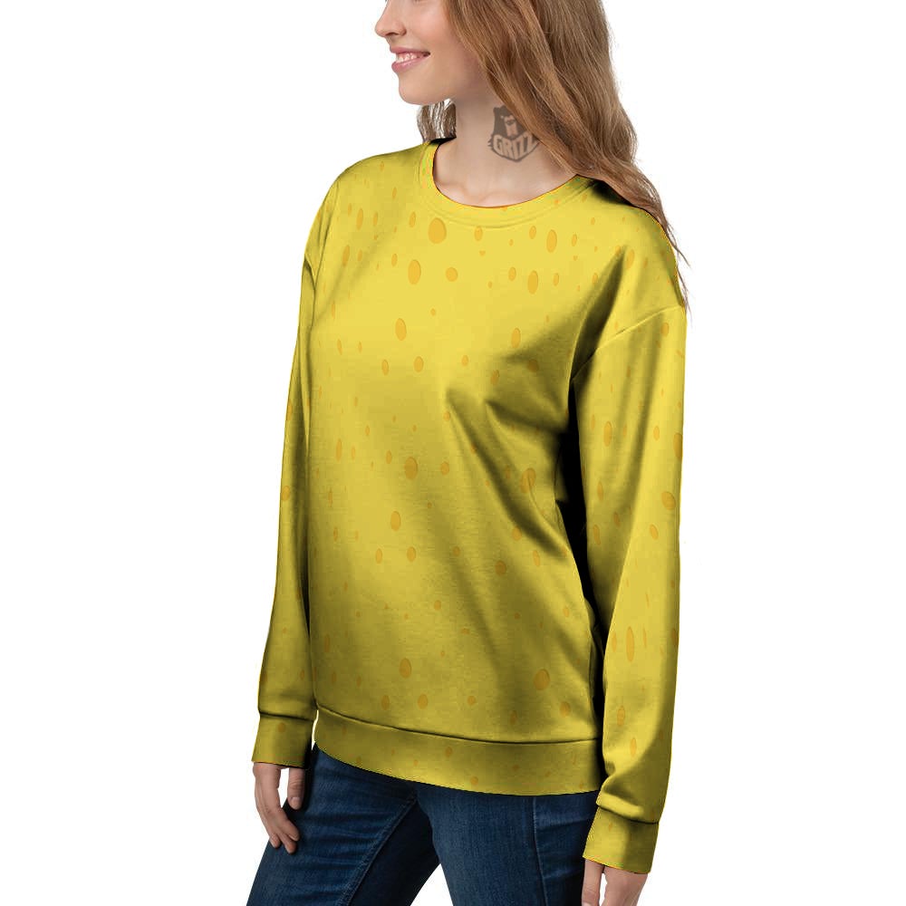 Cheese Yellow Print Pattern Women's Sweatshirt-grizzshop