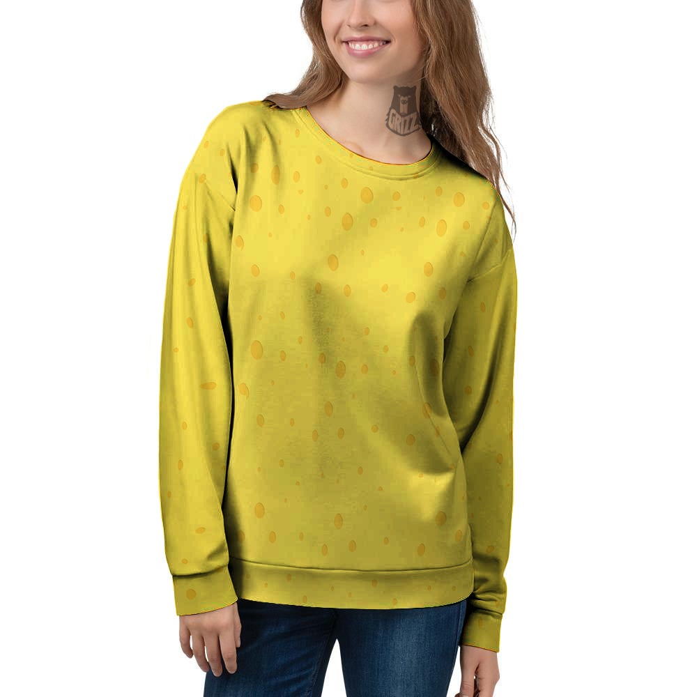 Cheese Yellow Print Pattern Women's Sweatshirt-grizzshop
