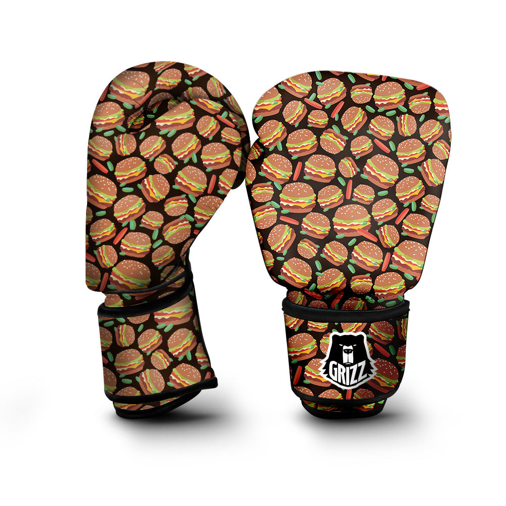 Cheeseburger Print Pattern Boxing Gloves-grizzshop