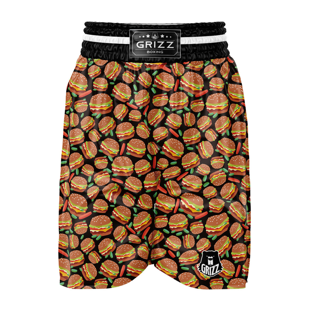 Cheeseburger Print Pattern Boxing Shorts-grizzshop
