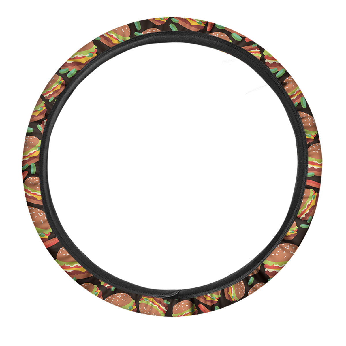 Cheeseburger Print Pattern Car Steering Wheel Cover-grizzshop