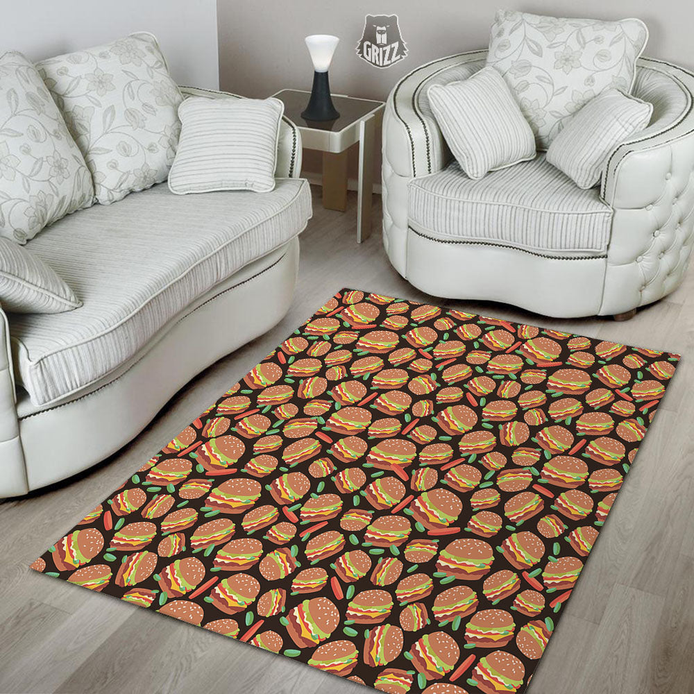 Cheeseburger Print Pattern Floor Mat-grizzshop