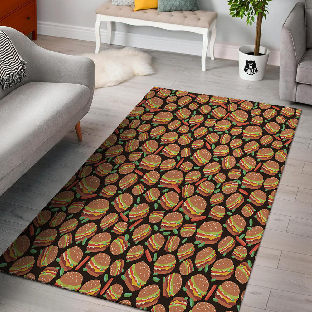Cheeseburger Print Pattern Floor Mat-grizzshop