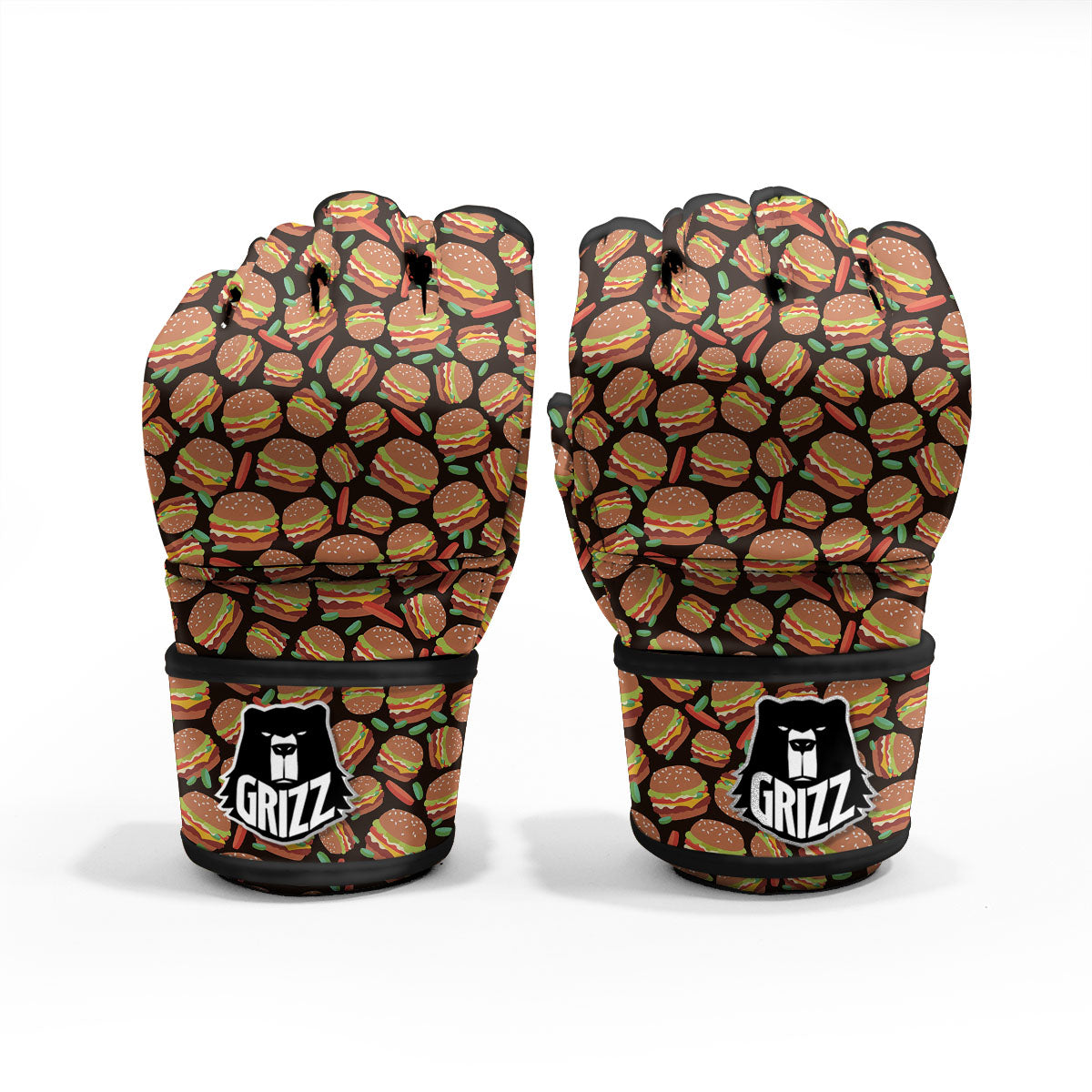 Cheeseburger Print Pattern MMA Gloves-grizzshop
