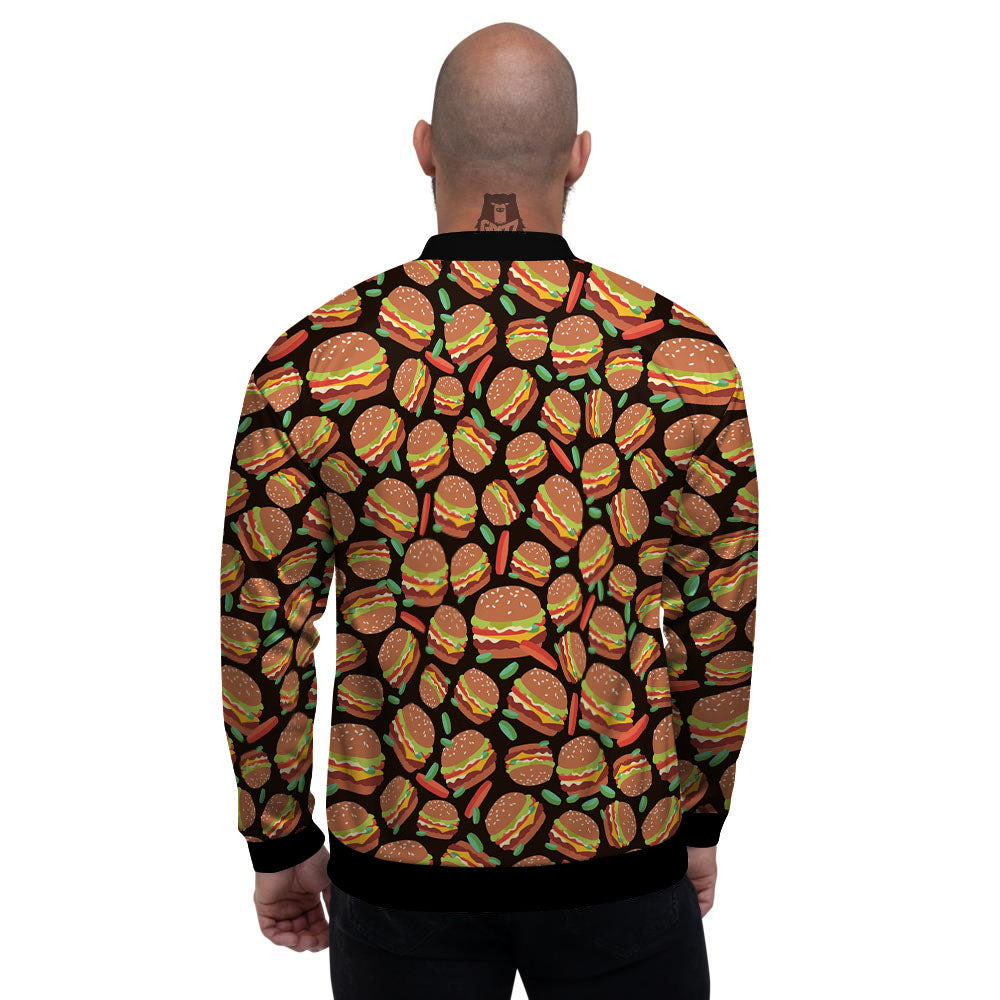 Cheeseburger Print Pattern Men's Bomber Jacket-grizzshop