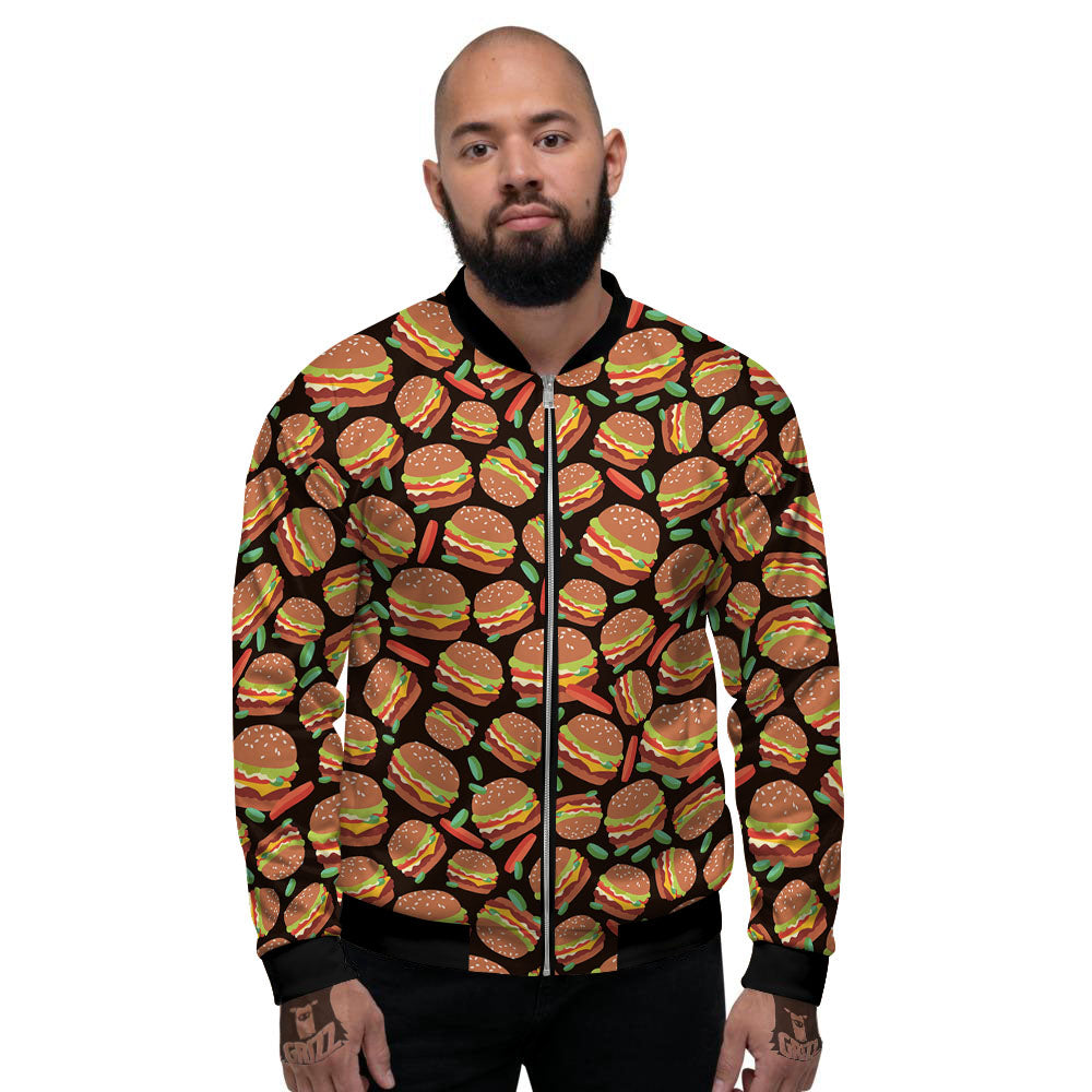 Cheeseburger Print Pattern Men's Bomber Jacket-grizzshop
