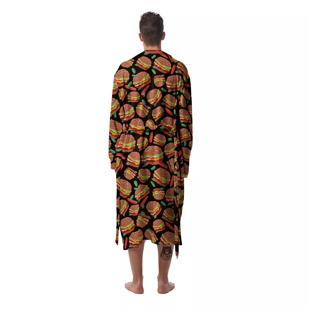 Cheeseburger Print Pattern Men's Robe-grizzshop