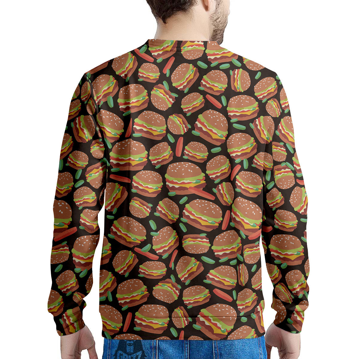 Cheeseburger Print Pattern Men's Sweatshirt-grizzshop
