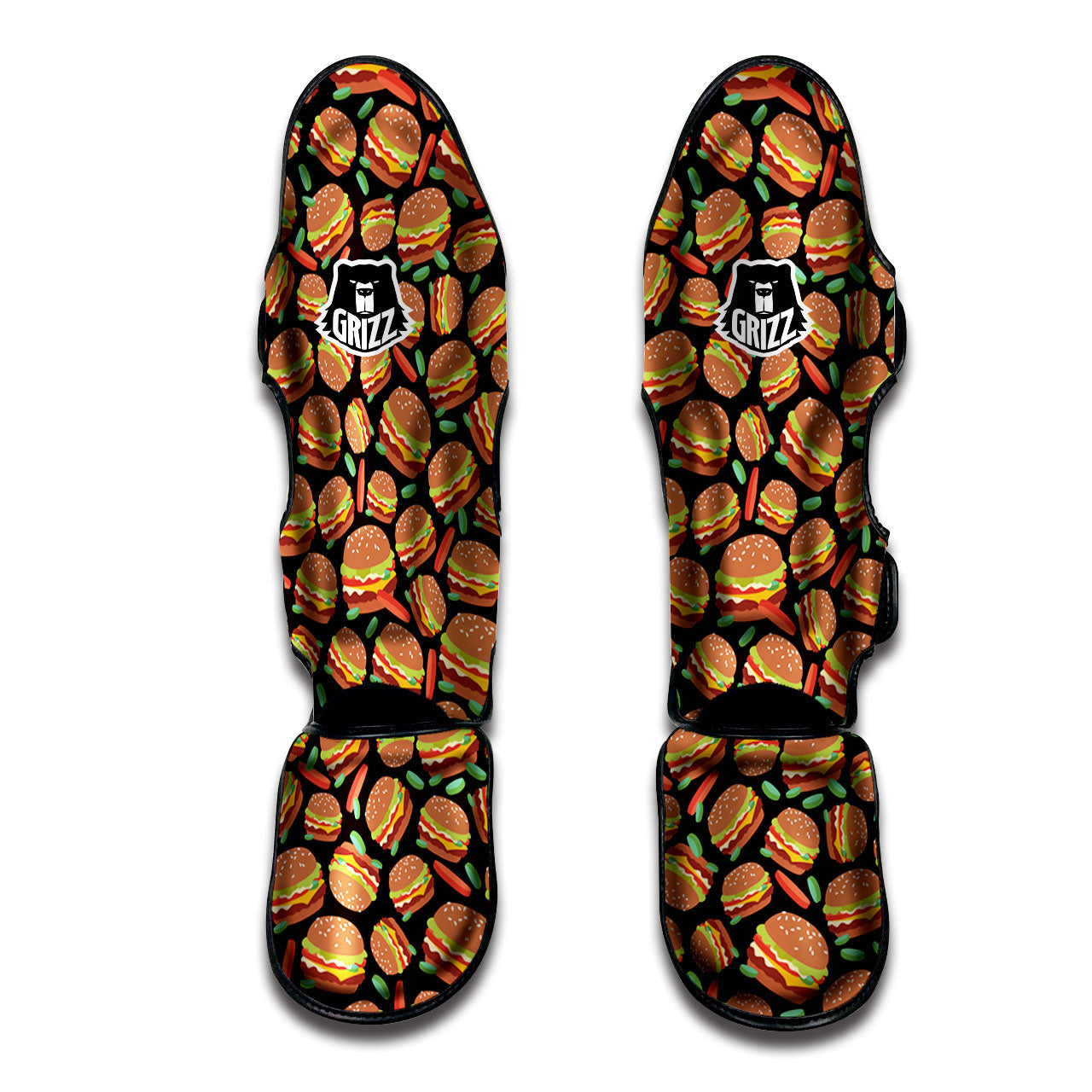 Cheeseburger Print Pattern Muay Thai Shin Guards-grizzshop