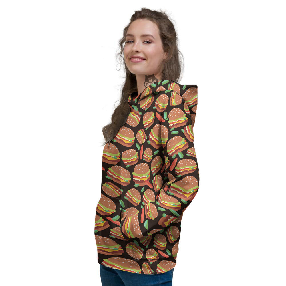Cheeseburger Print Pattern Women's Hoodie-grizzshop