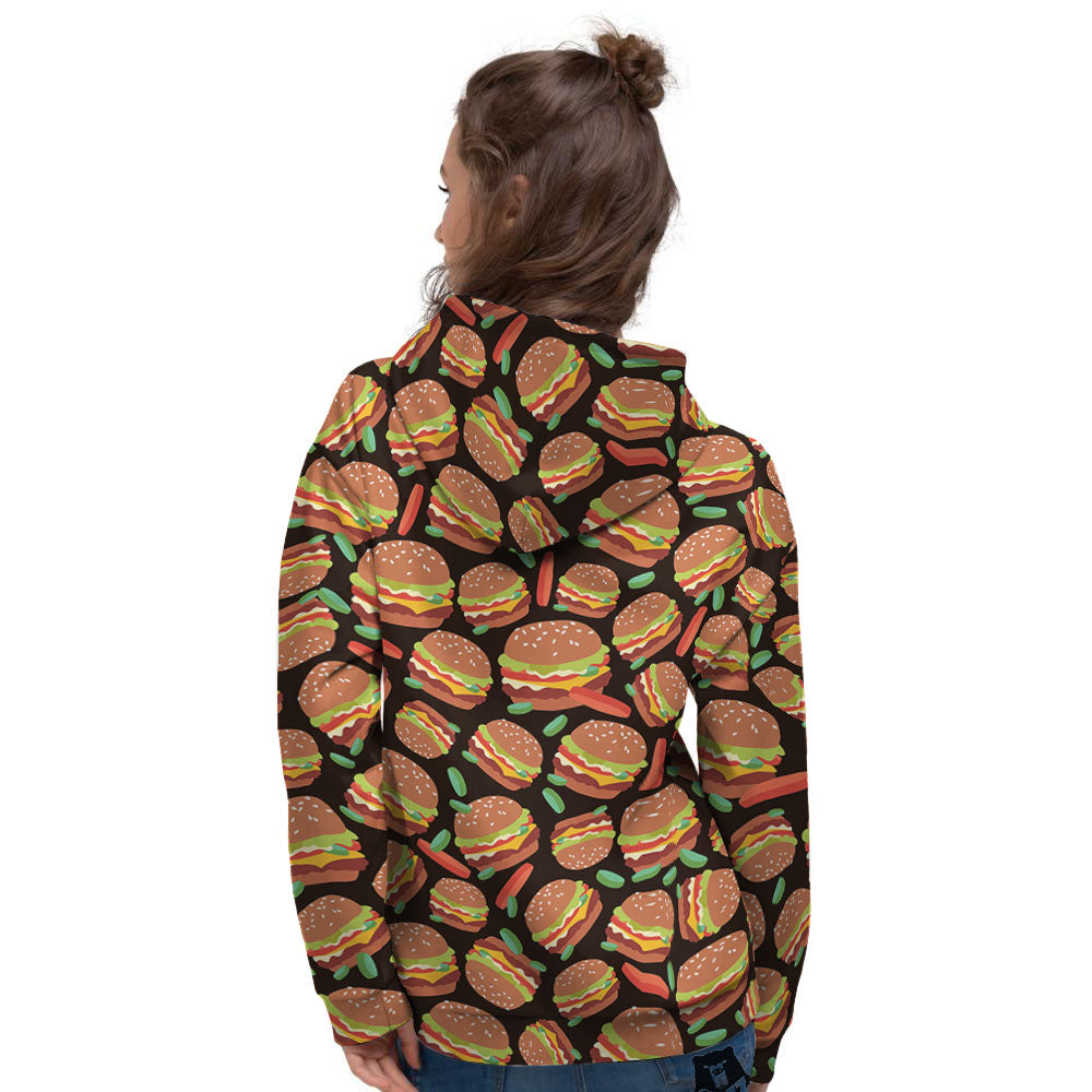 Cheeseburger Print Pattern Women's Hoodie-grizzshop