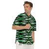 Cheetah Black And Green Print Men's Short Sleeve Shirts-grizzshop