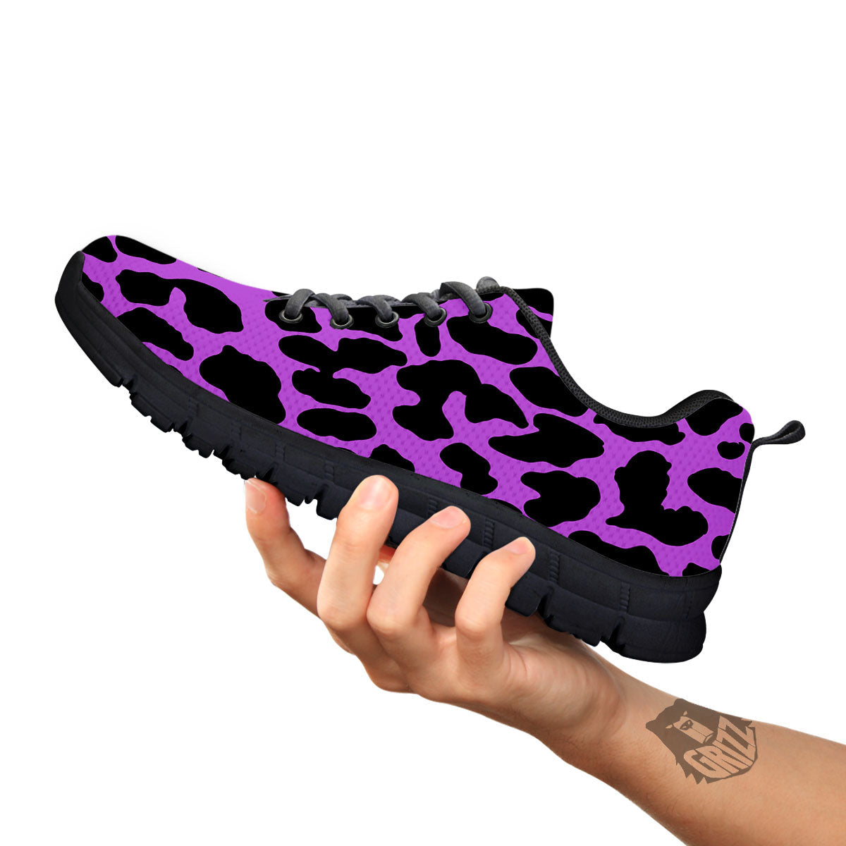 Cheetah Black And Purple Print Black Sneaker-grizzshop