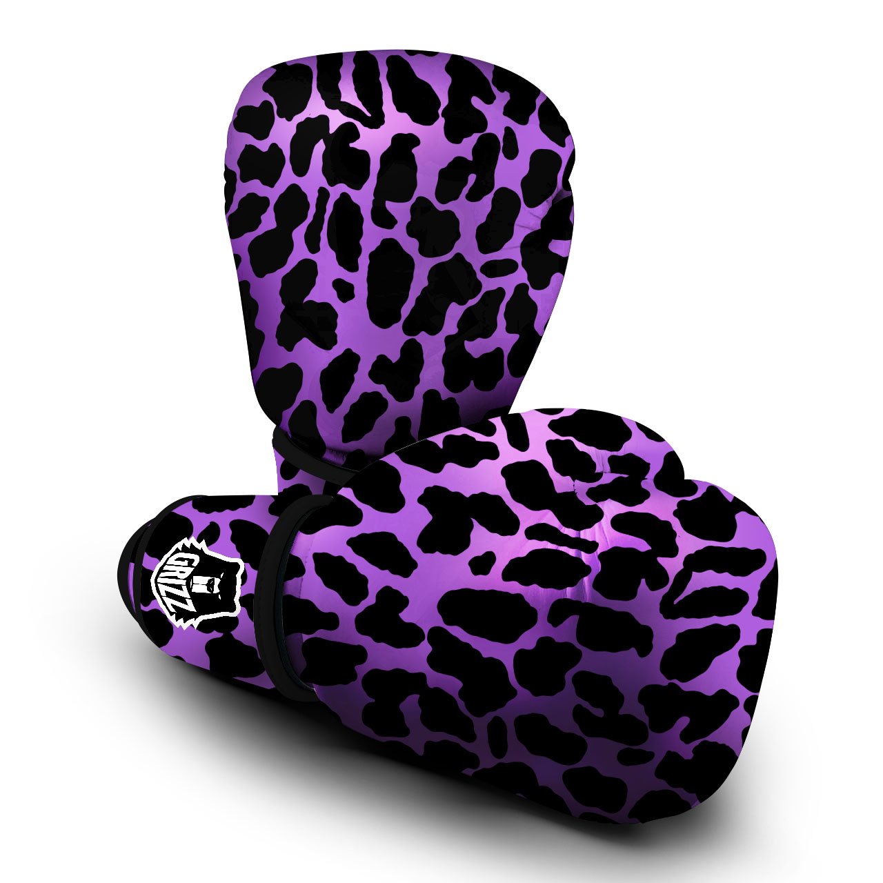 Cheetah Black And Purple Print Boxing Gloves-grizzshop