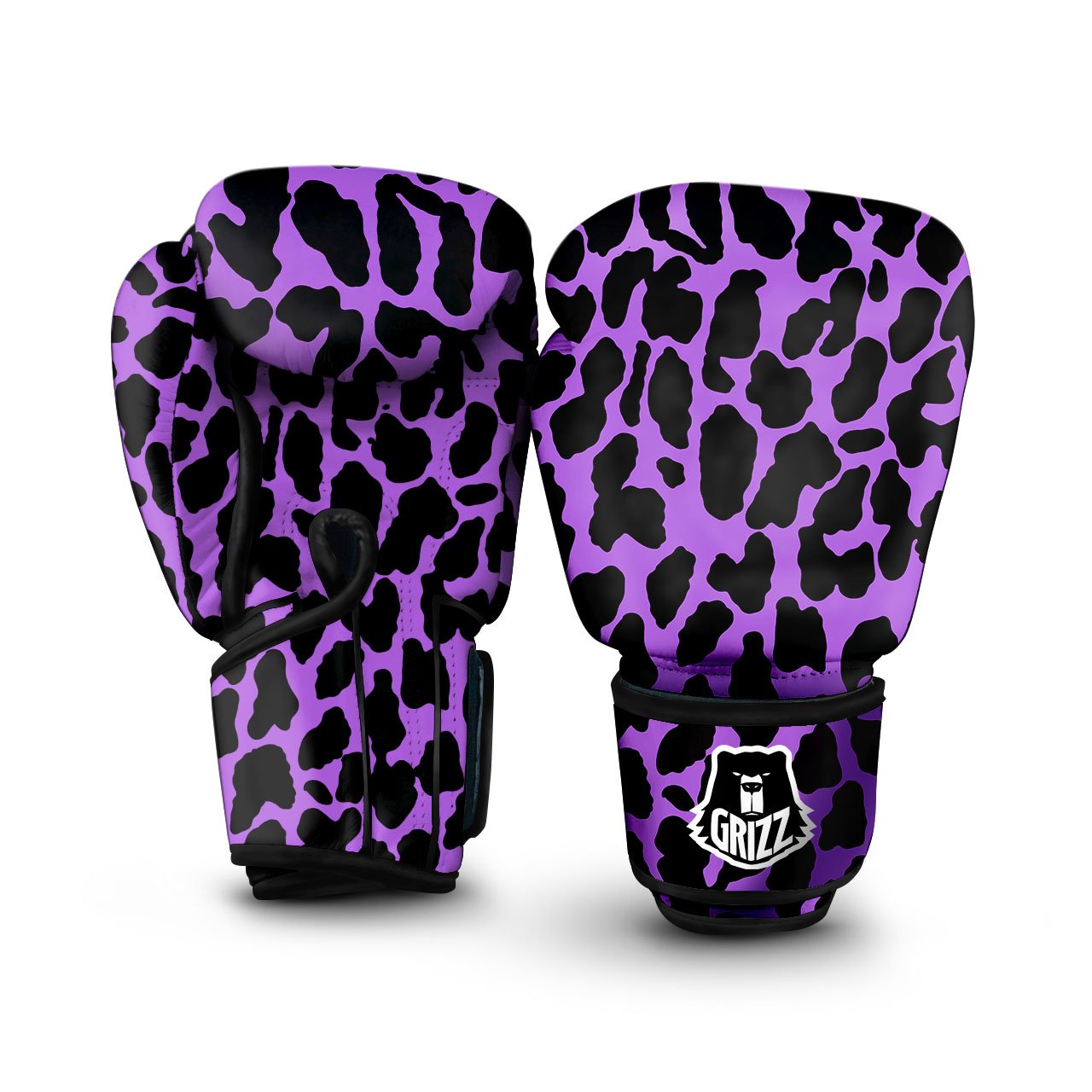 Cheetah Black And Purple Print Boxing Gloves-grizzshop