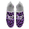 Cheetah Black And Purple Print White Athletic Shoes-grizzshop