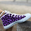 Cheetah Black And Purple Print White High Top Shoes-grizzshop