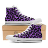 Cheetah Black And Purple Print White High Top Shoes-grizzshop