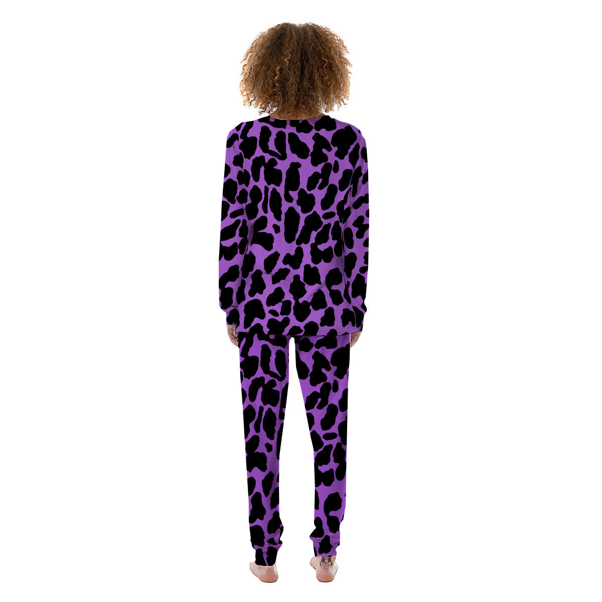 Cheetah Black And Purple Print Women's Pajamas-grizzshop