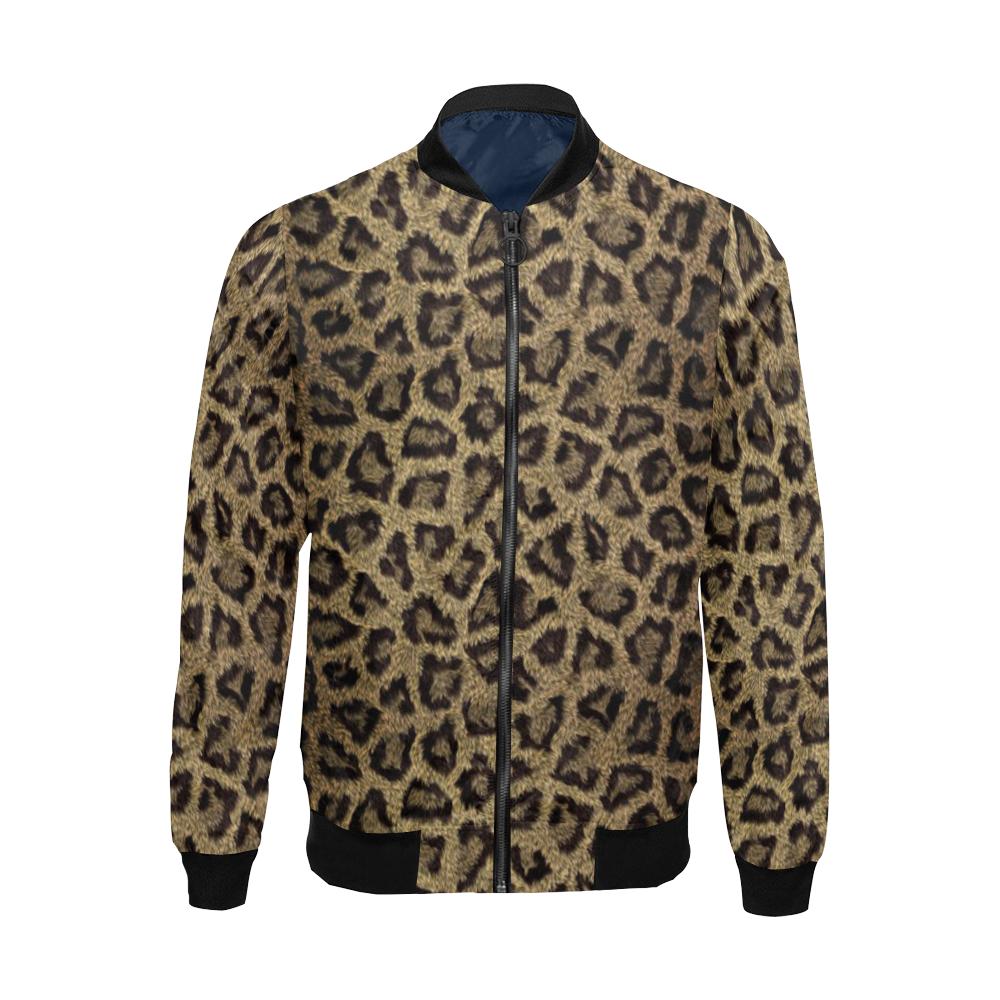 Cheetah Leopard Pattern Print Men's Bomber Jacket-grizzshop