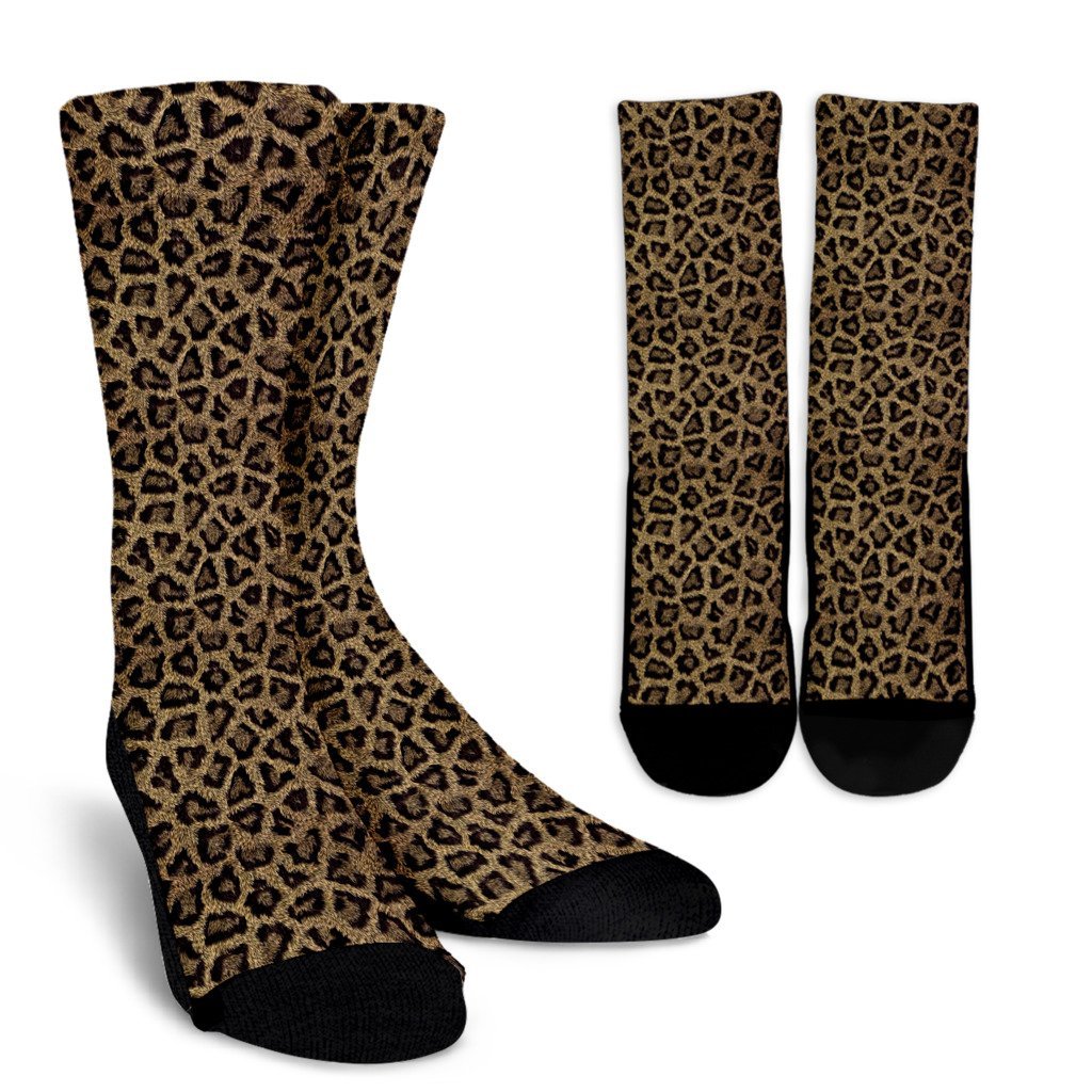 Cheetah Leopard Pattern Print Unisex Crew Socks-grizzshop