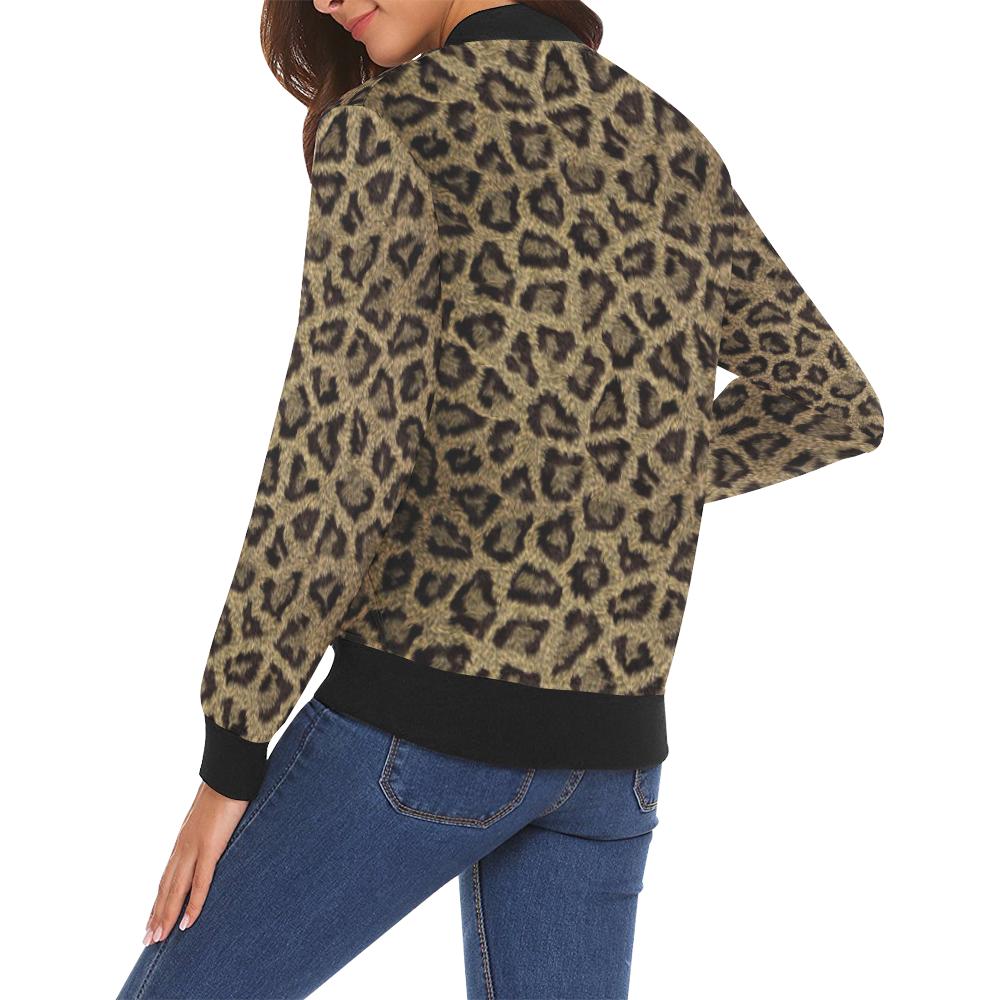 Cheetah Leopard Pattern Print Women Casual Bomber Jacket-grizzshop