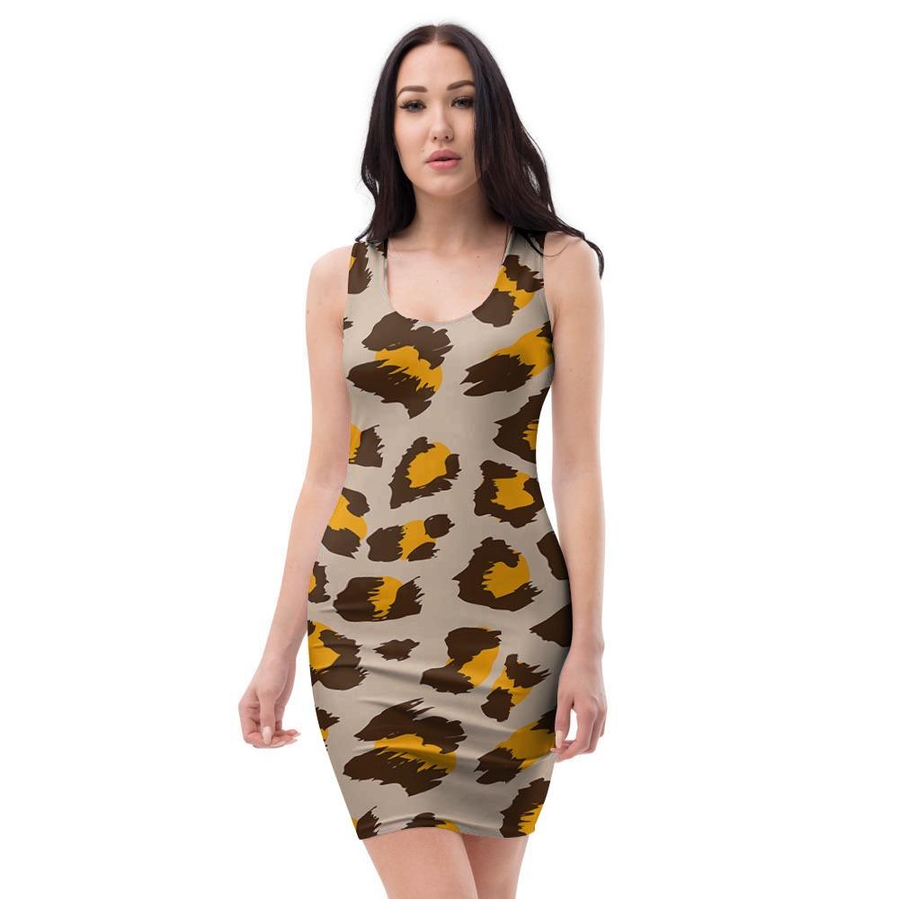 Cheetah Print Bodycon Dress-grizzshop