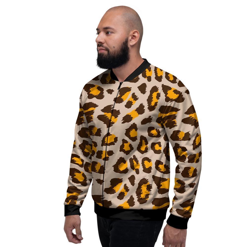 Cheetah Print Men's Bomber Jacket-grizzshop