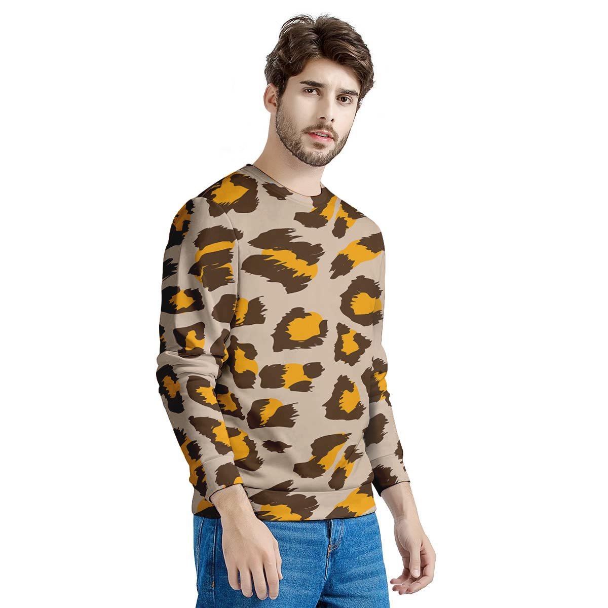 Cheetah Print Men's Sweatshirt-grizzshop