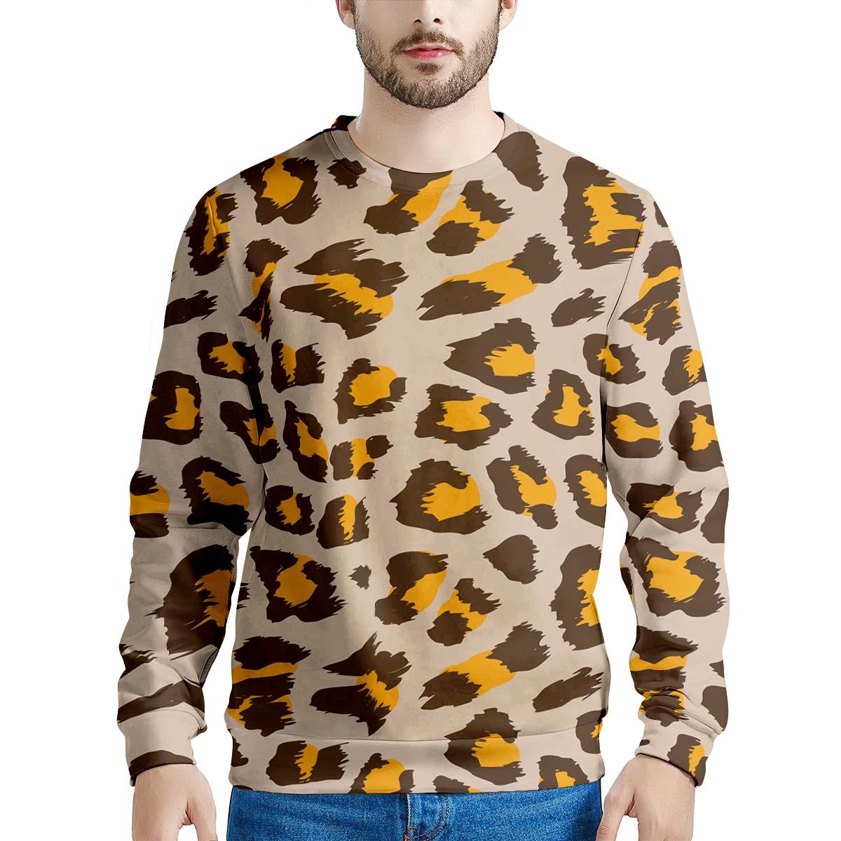 Cheetah Print Men's Sweatshirt-grizzshop