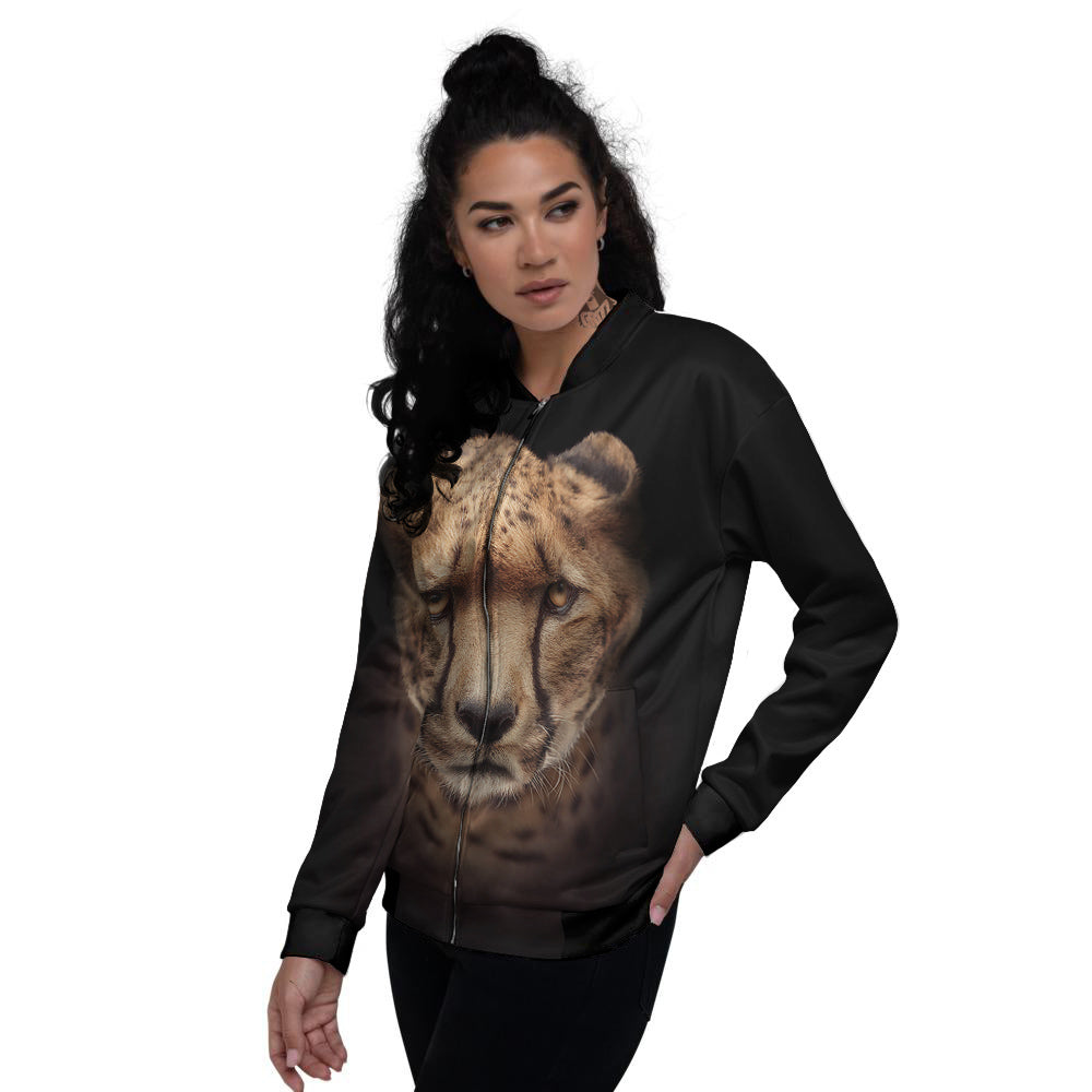 Cheetah Print Women's Bomber Jacket-grizzshop