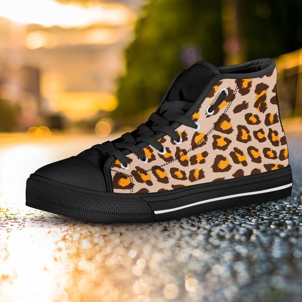 Cheetah Print Women's High Top Shoes-grizzshop