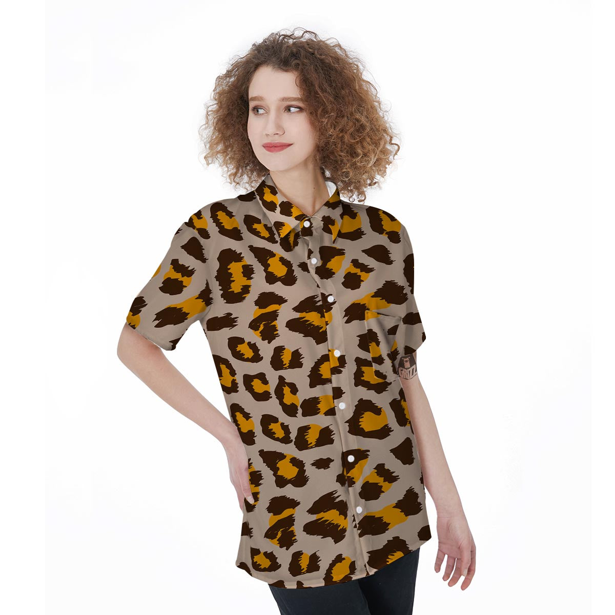 Cheetah Print Women's Short Sleeve Shirts-grizzshop