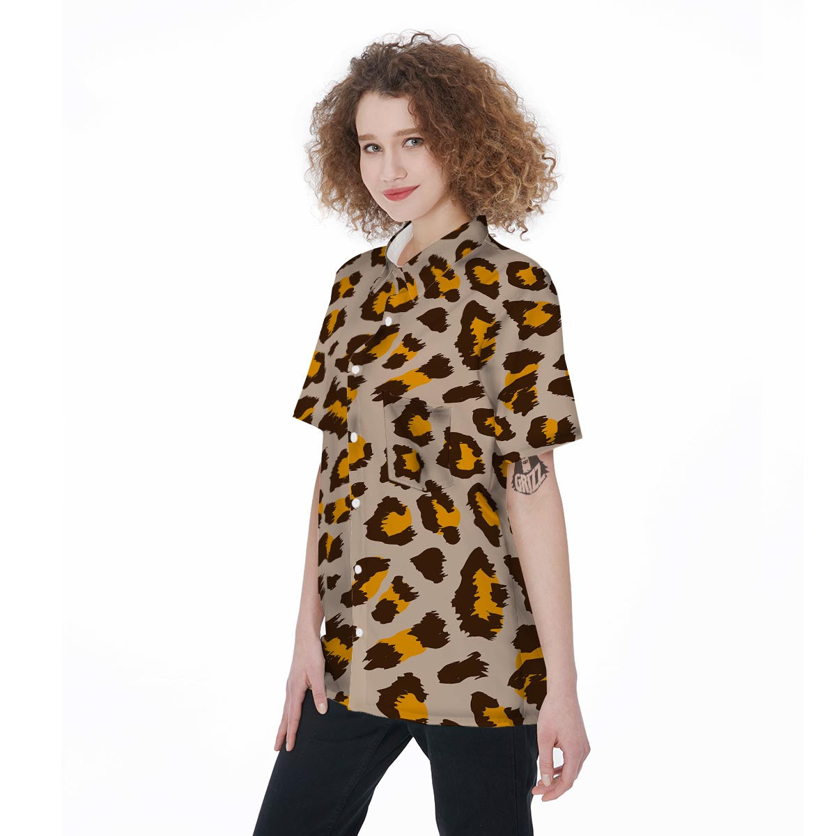 Cheetah Print Women's Short Sleeve Shirts-grizzshop