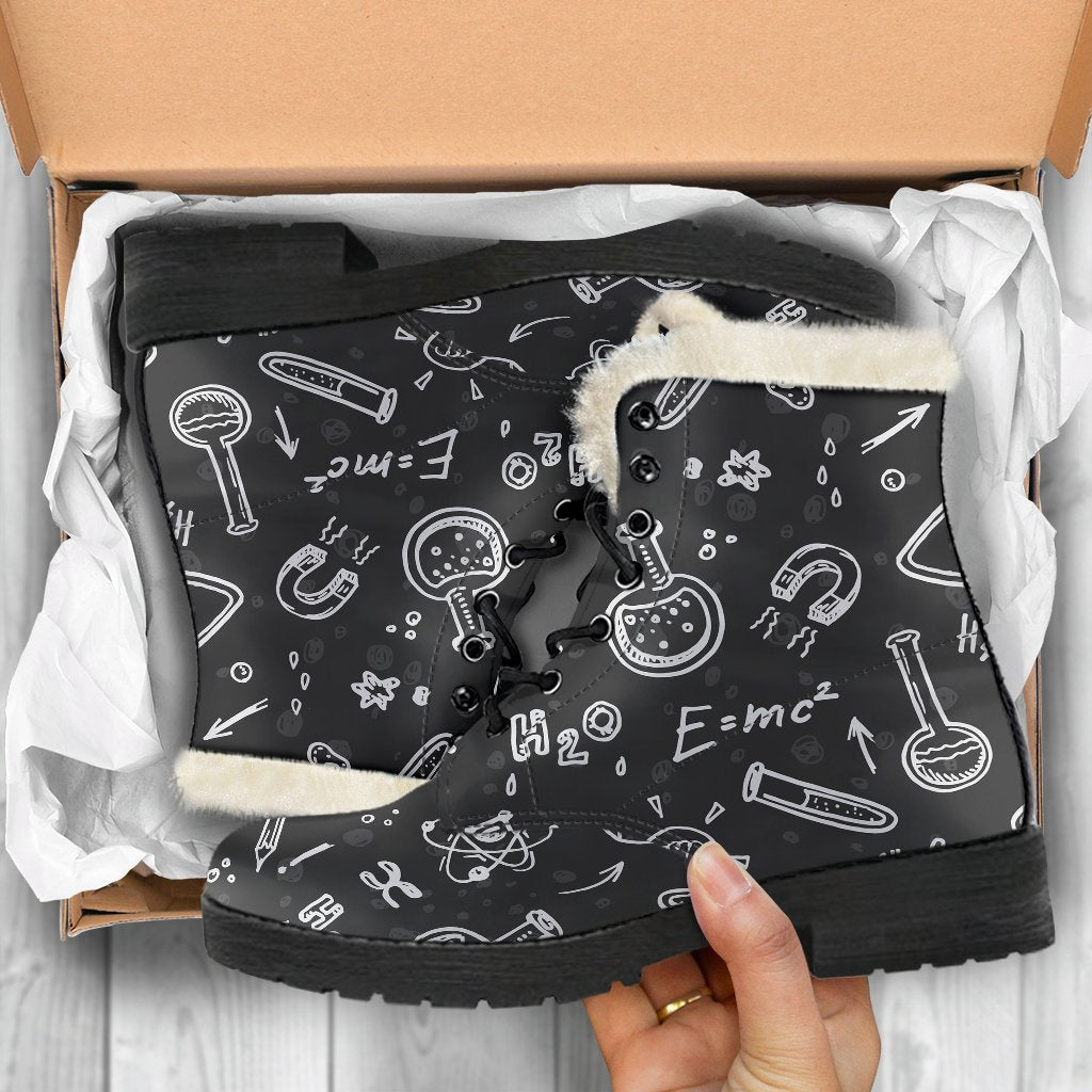 Chemistry Science Pattern Print Comfy Winter Boots-grizzshop