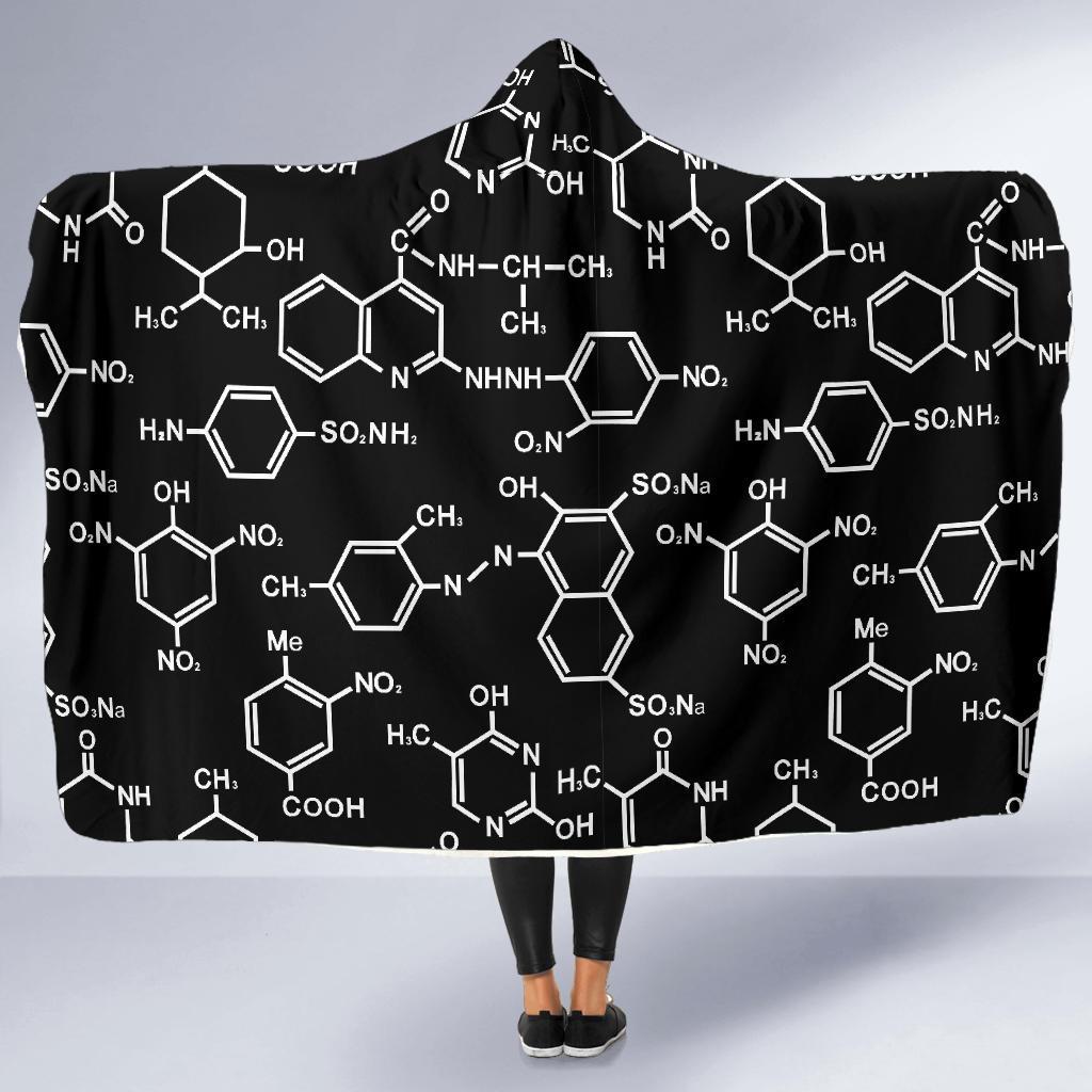 Chemistry Science Pattern Print Hooded Blanket-grizzshop