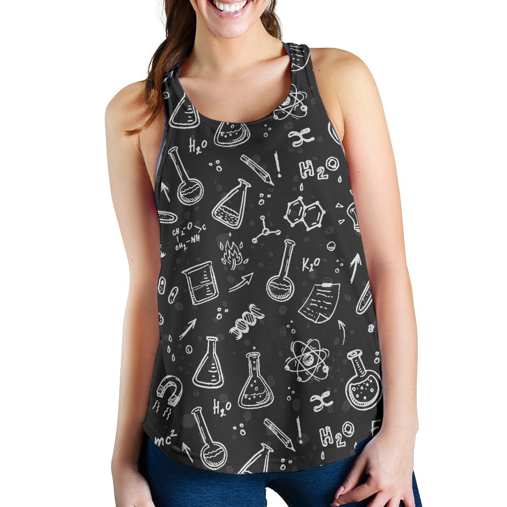 Chemistry Science Pattern Print Women's Racerback Tank Tops-grizzshop