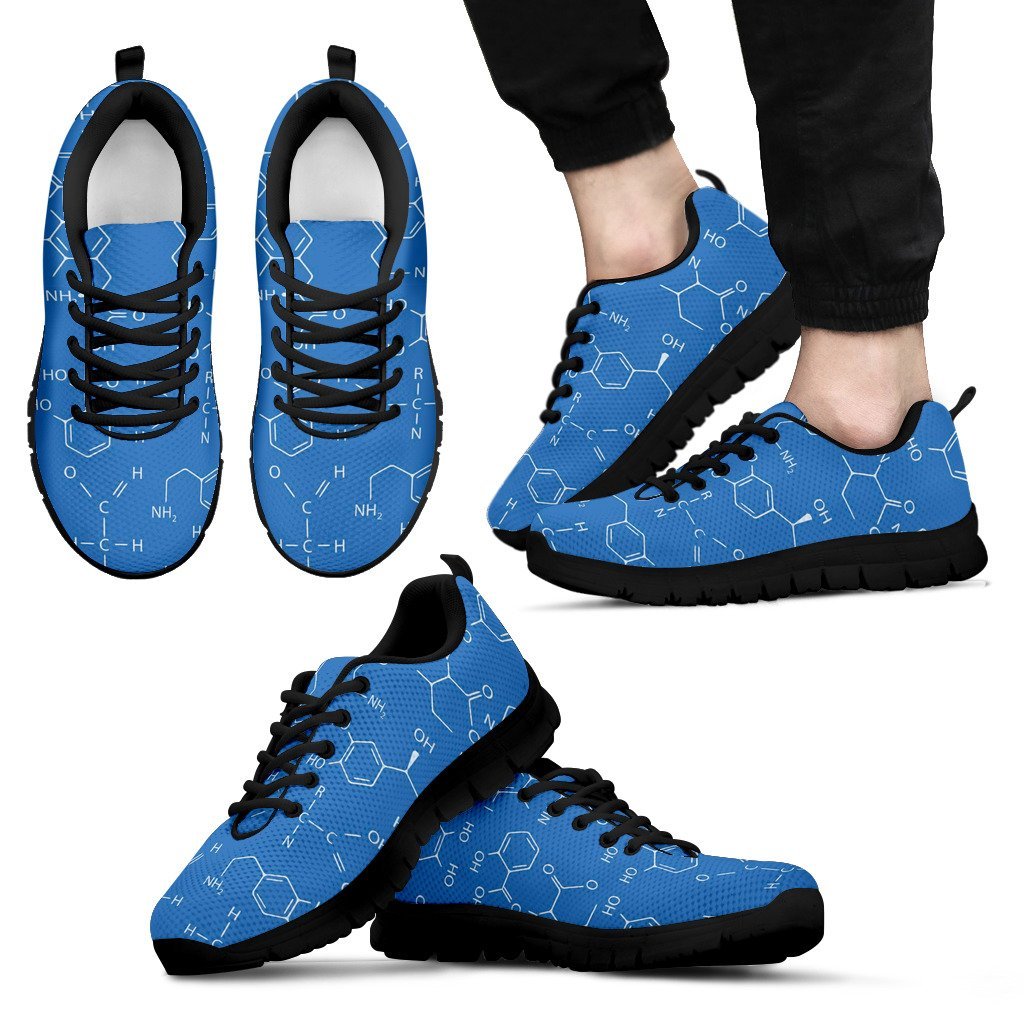 Chemistry Science Print Pattern Black Sneaker Shoes For Men Women-grizzshop