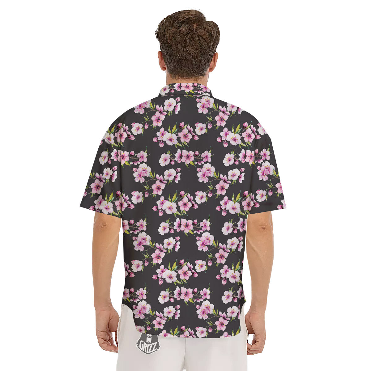 Cherry Blossom Chinese Print Pattern Men's Short Sleeve Shirts-grizzshop