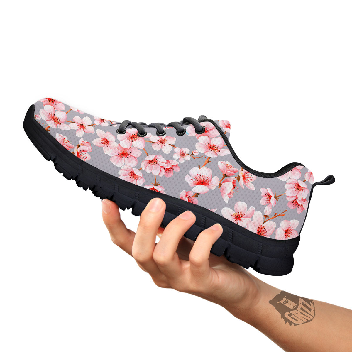 Cherry Blossom Japanese Print Pattern Black Sneaker-grizzshop