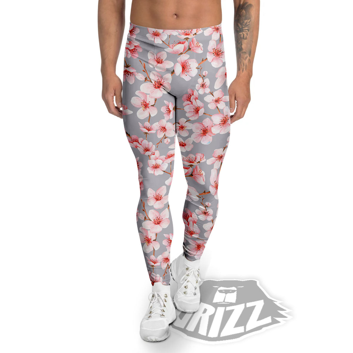 Cherry Blossom Japanese Print Pattern Men's Leggings-grizzshop