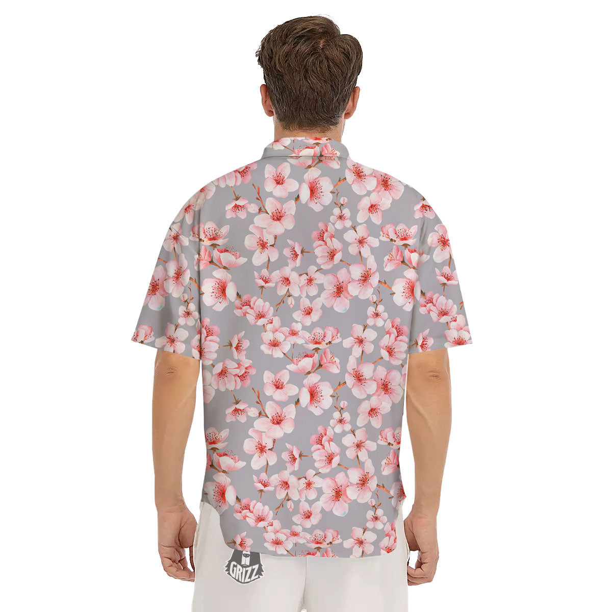 Cherry Blossom Japanese Print Pattern Men's Short Sleeve Shirts-grizzshop