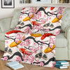 Cherry Blossom Koi Fish Pattern Print Blanket-grizzshop