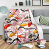 Cherry Blossom Koi Fish Pattern Print Blanket-grizzshop